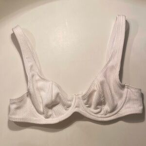 Women's White Ribbed Bra